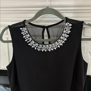 Elegant Black Dress with Embellished Neckline, Dressbarn Collection, S, NWOT